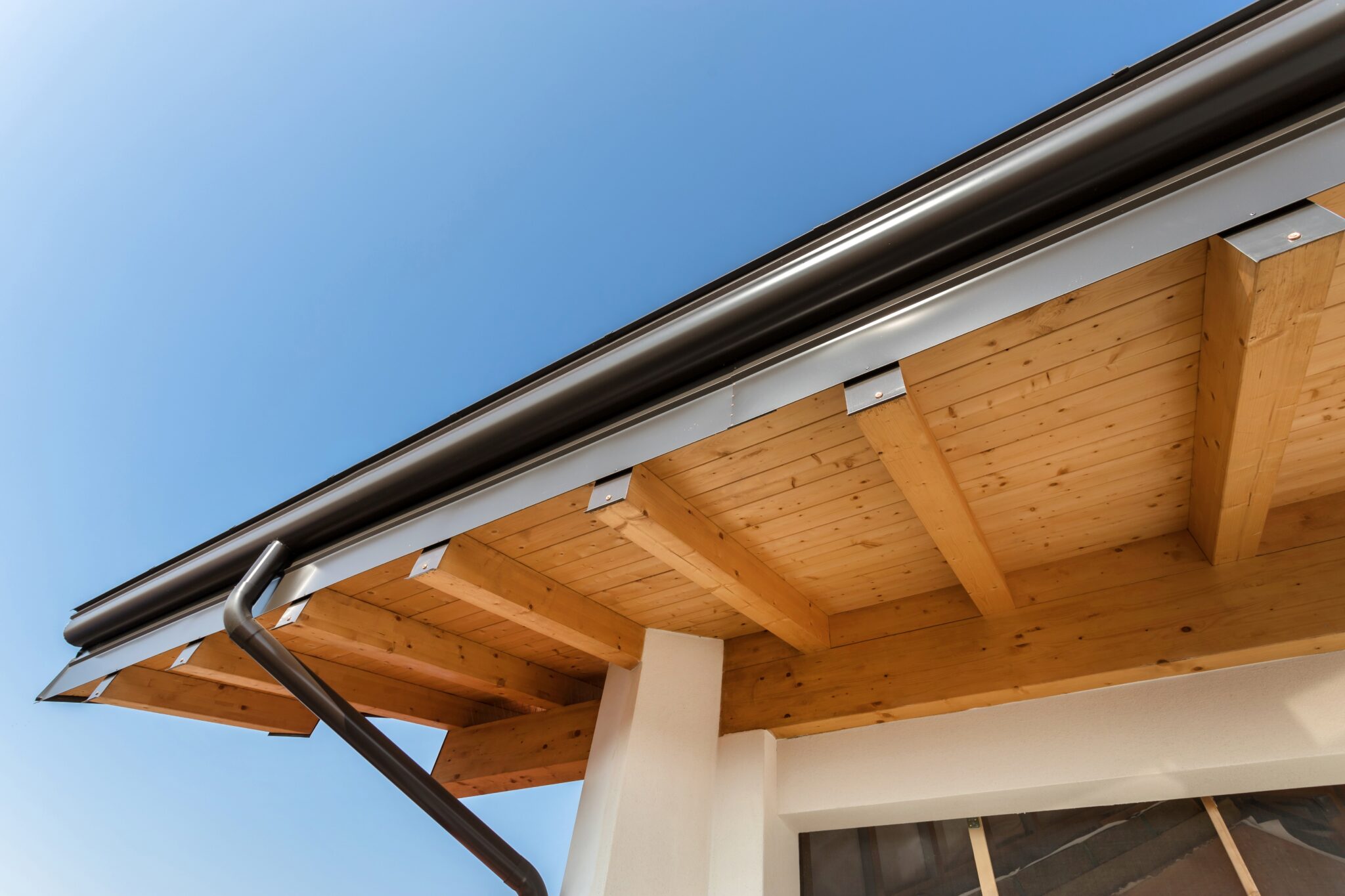 Roof edge and framing on a home under construction